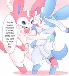  balls blush duo eeveelution erection fangs feral humanoid_penis km-15 male male/male nintendo open_mouth partially_retracted_foreskin penis pok&eacute;mon shiny_pok&eacute;mon simple_background sylveon text uncut video_games 