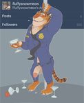  alcohol anthro balls beverage blush clothing cocktail disney drunk feline flaccid fluffysnowmeow humanoid_penis looking_at_viewer male mammal penis pole police_uniform precum retracted_foreskin smile solo standing stripper_pole stripper_tiger_(zootopia) tiger tumblr uncut uniform unzipped zootopia 