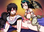  2boys ass_grab black_hair buttjob demon_wings dkstudios05 doggystyle earrings from_behind hooves horns jewelry judal long_hair magi_the_labyrinth_of_magic multiple_boys penis red_eyes rubbing sex sinbad_(magi) size_difference tail yaoi yellow_eyes zepar_(magi) 