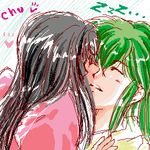  akazukin_chacha dorothy green_hair kiss seravi sleeping 