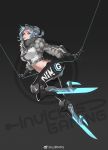  artist_name breasts camille_(league_of_legends) character_name grey_hair headphones highres huge_breasts invictus_gaming jacket league_of_legends league_of_legends_world_championship leg_blade midriff mrq ning_(gamer) string 