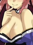  bare_shoulders blush breasts cleavage collarbone detached_collar detached_sleeves fate/extra fate/grand_order fate_(series) finger_to_mouth japanese_clothes large_breasts matsudora124 outline pink_hair smile solo tamamo_(fate)_(all) tamamo_no_mae_(fate) 