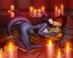  anthro autumm_airwave bed breasts candle canine duo eyes_closed female fish hair kissing male male/female mammal marine muscular nude shark tattoo 