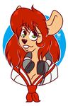  2017 anthro buckteeth bust_portrait clothing female green_eyes hair hi_res kekeroo looking_at_viewer mammal mary_(sailoranna) mouse portrait red_hair rodent smile solo teeth 