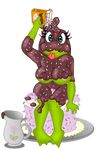  2016 4_fingers aliasing alpha_channel amphibian anthro arm_above_head big_breasts breasts cake cake_sitting candy chocolate chocolate_sauce crossed_legs digital_drawing_(artwork) digital_media_(artwork) dripping erect_nipples eyelashes female food food_play frog front_view full-length_portrait green_eyes green_skin hair hair_bow hair_ribbon holding_food holding_object humanoid_hands icing juice87 long_hair looking_at_viewer messy nipples non-mammal_breasts nude portrait ribbons simple_background sitting smile solo sprinkles tongue tongue_out transparent_background 