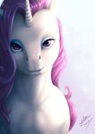 2017 bluespaceling equine female feral friendship_is_magic hair horn looking_at_viewer mammal my_little_pony portrait rarity_(mlp) smile solo unicorn 