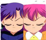  akazukin_chacha eyes_closed marin pink_hair purple_hair yakko 
