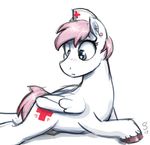  2017 absurd_res animal_genitalia crossgender cutie_mark equine feathered_wings feathers feral friendship_is_magic hair hi_res hooves male mammal my_little_pony nurse_redheart_(mlp) pegasus selenophile sheath simple_background solo white_background wings 