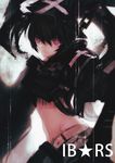  bad_id bad_pixiv_id belt black_hair black_rock_shooter bow character_name copyright_name crop_top from_side hair_bow highres insane_black_rock_shooter lingxing long_hair midriff navel red_eyes scar solo standing stomach 