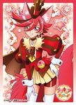  blush cure_chocolat dress gloves hat kirakira_precure_a_la_mode long_hair magical_girl red_eyes red_hair smile 