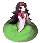  :o alluka_zoldyck black_hair blue_eyes full_body hairband highres hunter_x_hunter japanese_clothes long_hair male_focus multi-tied_hair open_mouth otoko_no_ko sitting skirt sogomha solo yokozuwari 