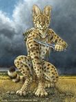  anthro bracelet claws clothed clothing crouching dagger dark_natasha detailed_background digitigrade ear_piercing feline handpaw hindpaw jewelry loincloth looking_at_viewer male mammal melee_weapon necklace outside paws piercing serval solo topless weapon yellow_eyes 