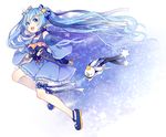  a_(pixiv4754565) blue_dress blue_eyes blue_hair bunny dress fingerless_gloves floating_hair from_side full_body gloves hatsune_miku long_hair open_mouth star_night_snow_(vocaloid) twintails very_long_hair vocaloid wand yuki_miku yukine_(vocaloid) 
