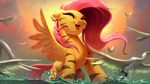  2017 avian bird equine fangs female fluttershy_(mlp) friendship_is_magic imalou mammal my_little_pony pegasus stripes wings 