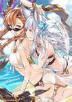  animal_ears ass bare_shoulders beach bikini blue_eyes blush bracelet breasts brown_hair butt_crack cleavage cloud day feathers flower granblue_fantasy hair_feathers hair_flower hair_ornament hairband jewelry korwa large_breasts medium_breasts multiple_girls open_mouth outdoors silver_hair song_(granblue_fantasy) sunglasses super_zombie swimsuit thigh_strap water yellow_eyes 