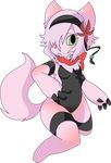  2016 absurd_res alpha_channel anthro bandanna blush breasts canine clitoris digital_media_(artwork) female flower fox fur green_eyes hair hi_res kur0sagi_(artist) mammal navel nova_(changemylife99) nude pink_fur plant pose pussy scarf solo stripes thick_thighs vector 