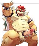  2017 anthro armlet balls biceps bowser bracelet catsudon claws cock_ring erection eyebrows green_skin hair hand_on_penis holding_penis horn humanoid_penis jewelry koopa licking licking_lips looking_at_viewer male mario_bros multicolored_skin musclegut nintendo nude open_mouth orange_eyes penis pink_penis pink_tongue pose precum red_hair reptile retracted_foreskin scalie shell simple_background snout solo spiked_armlet spiked_bracelet spiked_shell spikes spread_legs spreading standing tan_balls tan_skin thick_thighs tongue tongue_out turtle uncut vein veiny_muscles veiny_penis video_games white_background white_claws white_horn yellow_skin yellow_tail 