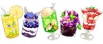  cup dragon drink drinking_glass drinking_straw food fruit gen_(gen_m_gen) ice ice_cream ice_cream_float ice_cube lemon lemonade melon_soda no_humans parfait purple_eyes puzzle_&amp;_dragons red_eyes yellow_eyes 