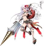  :o antenna_hair breasts checkered checkered_skirt cleavage flower full_body geta hair_flower hair_ornament holding holding_spear holding_weapon long_hair medium_breasts midriff murakami_yuichi navel official_art open_mouth oshiro_project oshiro_project_re oyama_(oshiro_project) pleated_skirt polearm purple_hair sideboob skirt solo spear thighhighs torn_clothes torn_skirt transparent_background two_side_up v-shaped_eyebrows very_long_hair weapon white_hair 