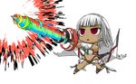  altera_(fate) chibi dark_skin drill fate_(series) looking_afar photon_ray red_eyes short_hair silver_hair solo spinning sword takuteks transparent_background weapon 
