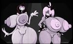  2017 big_breasts breasts clay_creature clothing duo erect_nipples female gloves hoodie huge_breasts humanoid ink libi looking_at_viewer matilda_(fvatrtnyuh091) nipples nude pussy smile tasteofchoklit thick_thighs voluptuous wide_hips 