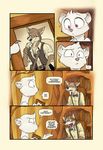  2017 ainsley_(tamberlane) anthro canine claude_oakewood clothed clothing comic coyote dialogue duo english_text female ferret fur jonas male mammal mustelid purple_eyes tamberlane_(comic) text white_fur 