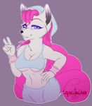  &lt;3 2017 alternate_color anthro canine capuccinichan_(artist) clothing exercise female fox looking_at_viewer mammal nintendo pok&eacute;mon simple_background solo video_games vulpix zoey_v_(character) 
