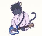 2017 ambiguous_gender anthro buurgerboy cat celeste_(buurgerboy) clothed clothing crying ear_piercing eyes_closed feline guitar holding_object mammal musical_instrument open_mouth piercing playing_music signature simple_background solo tears white_background 