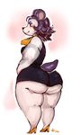  2016 ahoge animal_crossing anthro big_butt big_thighs biped black_clothing black_nose black_topwear blue_eyeshadow blush blush_stickers breasts brown_eyes butt butt_focus clothed clothing curvaceous digital_media_(artwork) digital_painting_(artwork) dress female footwear fur guwu hair half-closed_eyes hedgehog hi_res high_heels labelle_able looking_away mammal medium_breasts multicolored_fur nintendo outline pink_background purple_fur purple_hair rear_view scarf shoes short_dress short_hair shortstack side_boob signature simple_background small_tail smile soft_shading solo standing two_tone_fur underbutt video_games white_background white_fur 