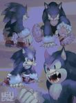  2016 anthro blue_body blue_fur bodily_fluids bone claws digital_drawing_(artwork) digital_media_(artwork) drooling eulipotyphlan fist fur green_eyes male mammal object_in_mouth open_mouth saliva sharp_teeth signature sitting solo sonic_the_hedgehog_(series) sonic_the_werehog sonic_unleashed standing teeth uzucake were wereeulipotyphlan werehog white_body white_fur 