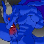  abs anthro autofellatio balls biceps big_muscles big_penis blue_body blue_dragon blue_dragon_(character) blue_dragon_(series) claws cum cum_in_mouth cum_inside cumshot dragon erection fangs horn leaking male masturbation muscles nude oral orgasm pecs penis pose red_eyes saliva scales scalie sitting solo spread_legs spreading thick_penis unknown_artist vein wings 