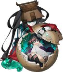  artist_request ball black_hair full_body green_eyes holding holding_shield in_ball japanese_clothes magatama miko oshiro_project oshiro_project_re shield sidelocks torn_clothes transparent_background yoshinogari_(oshiro_project) 