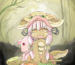  artist_request artist_requset brown_eyes furry made_in_abyss nanachi_(made_in_abyss) open_mouth rabbit white_hair 