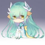 aqua_hair bangs blue_background blush chibi commentary_request depressed empty_eyes eyebrows_visible_through_hair fate/grand_order fate_(series) gradient gradient_background holding_legs horns japanese_clothes kimono kiyohime_(fate/grand_order) long_hair looking_to_the_side obi open_mouth sandals sash shaded_face shiny shiny_hair signature sitting solo two-tone_background very_long_hair white_background wide_sleeves yasuyuki yellow_eyes 