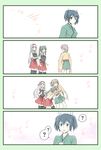  4koma ? asphyxiation blue_eyes brown_hair choke_hold comic commentary_request hair_ribbon hakama_skirt highres hiryuu_(kantai_collection) japanese_clothes kantai_collection multiple_girls open_mouth revision ribbon short_hair shoukaku_(kantai_collection) side_ponytail skirt souryuu_(kantai_collection) spoken_question_mark strangling twintails yatsuhashi_kyouto zuikaku_(kantai_collection) 