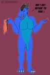  &lt;3 2017 4_toes 5_fingers anthro blue_body blue_scales blue_tongue brown_hair claws clothing dialogue dragon english_text flaccid foreskin green_eyes green_scalera grey_horns hair hi_res holding_object holding_underwear male nude penis precum scales scalie shrug solo standing teeth text toes two_tone_body uncut underwear watermark white_claws xanderg xanderg_(artist) 
