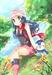  bird blue_eyes blue_hair blush commentary_request day gen_4_pokemon grass hat highres hikari_(pokemon) kawao9 outdoors penguin piplup pokemon pokemon_(anime) pokemon_(creature) pokemon_(game) pokemon_dppt scarf skirt smile 