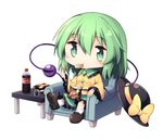  bangs black_hat bow chibi chips cola commentary couch cup drinking_glass eating food frilled_shirt_collar frilled_skirt frilled_sleeves frills full_body green_eyes green_hair green_skirt hair_between_eyes hat hat_bow hat_removed headwear_removed komeiji_koishi long_hair long_sleeves looking_at_viewer nogisaka_kushio potato_chips shirt sitting skirt solo touhou wide_sleeves yellow_bow yellow_shirt 