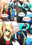  2017 5_fingers animal_humanoid anthro big_breasts big_hands blonde_hair blue_eyes blue_hair breasts canine cetacean clothed clothing comic detailed_background dialogue dragon english_text female fox fox_humanoid freckles gradient_hair hair hair_over_eye hi_res humanoid hybrid long_hair mammal marine multicolored_hair open_mouth orca penelope rainbowscreen simple_background smile teeth text tongue tongue_out two_tone_hair whale wings yukira 