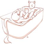  2017 anthro aogami bath bathing bathtub bibigrou cub dragon duo fur furred_dragon long_tail male mammal marine monochrome nude pinniped seal simple_background water white_background xine young 