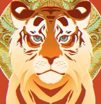 2015 abstract_background ambiguous_gender chromatic_aberration feline feral front_view hi_res looking_at_viewer mammal shade-shypervert solo tiger 