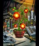 bottle candle copyright_name dagger force_of_will leaf m_ganzy no_humans official_art plant potion skull vines weapon 