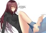  1girl barefoot fate_(series) feet foot_licking foot_worship onineko-chan scathach_(fate/grand_order) soles toes translated 