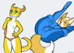  2018 anthro arwokom big_butt black_nose blush breasts butt camel_toe canine cheek_tuft clothing crossgender digital_media_(artwork) dipstick_tail female flat_chested fox fox_mccloud fur green_eyes green_sclera horn kobold legs_up mammal metroid multicolored_fur multicolored_tail nintendo nipple_bulge nipples nude open_mouth pussy rubber sheer_clothing signature simple_background skinsuit star_fox thick_thighs through_clothing tight_clothing translucent transparent_clothing tuft two_tone_fur underwear video_games zero_suit zero_suit_fox 