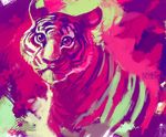  2015 abstract_background ambiguous_gender digital_media_(artwork) feline feral fur hi_res looking_at_viewer mammal restricted_palette shade-shypervert signature solo tiger 