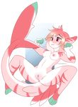  breasts female find fish invalid_color lying marine nipples on_back pink_eyes shark small_breasts spread_legs spreading stripes theredghost 