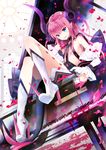  blue_eyes blush boots elizabeth_bathory_(fate) elizabeth_bathory_(fate)_(all) eyebrows_visible_through_hair fate/grand_order fate_(series) high_heel_boots high_heels horns instrument knee_boots long_hair looking_at_viewer parted_lips piano pink_hair rednian smile solo white_footwear 
