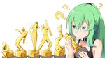  ? bangs bare_shoulders blush crota destiny_(game) diamond_wa_kudakenai green_eyes green_hair green_nails hair_between_eyes holding jojo_no_kimyou_na_bouken jojo_pose killer_queen kuroda_kuwa kuujou_joutarou long_hair nail_polish original ponytail pose the_thinker transparent_background very_long_hair 