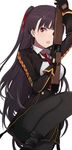  :o bangs black_gloves black_hair black_legwear black_skirt bullpup commentary girls_frontline gloves gun hair_ribbon high-waist_skirt holding holding_gun holding_weapon jacket knee_up long_hair looking_at_viewer military military_uniform one_side_up open_clothes open_jacket open_mouth pantyhose pinch_(nesume) red_eyes red_ribbon ribbon rifle skirt sniper_rifle solo suspenders uniform v-shaped_eyebrows wa2000_(girls_frontline) walther walther_wa_2000 weapon 