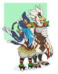  anthro avian bird breath_of_the_wild clothed clothing duo male nintendo revali rito scarf teba_(zelda) the_legend_of_zelda video_games yellowhellion 
